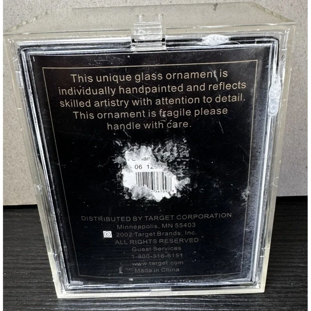 Vintage Target Hand Crafted Glass Ornament House w/snow 2002